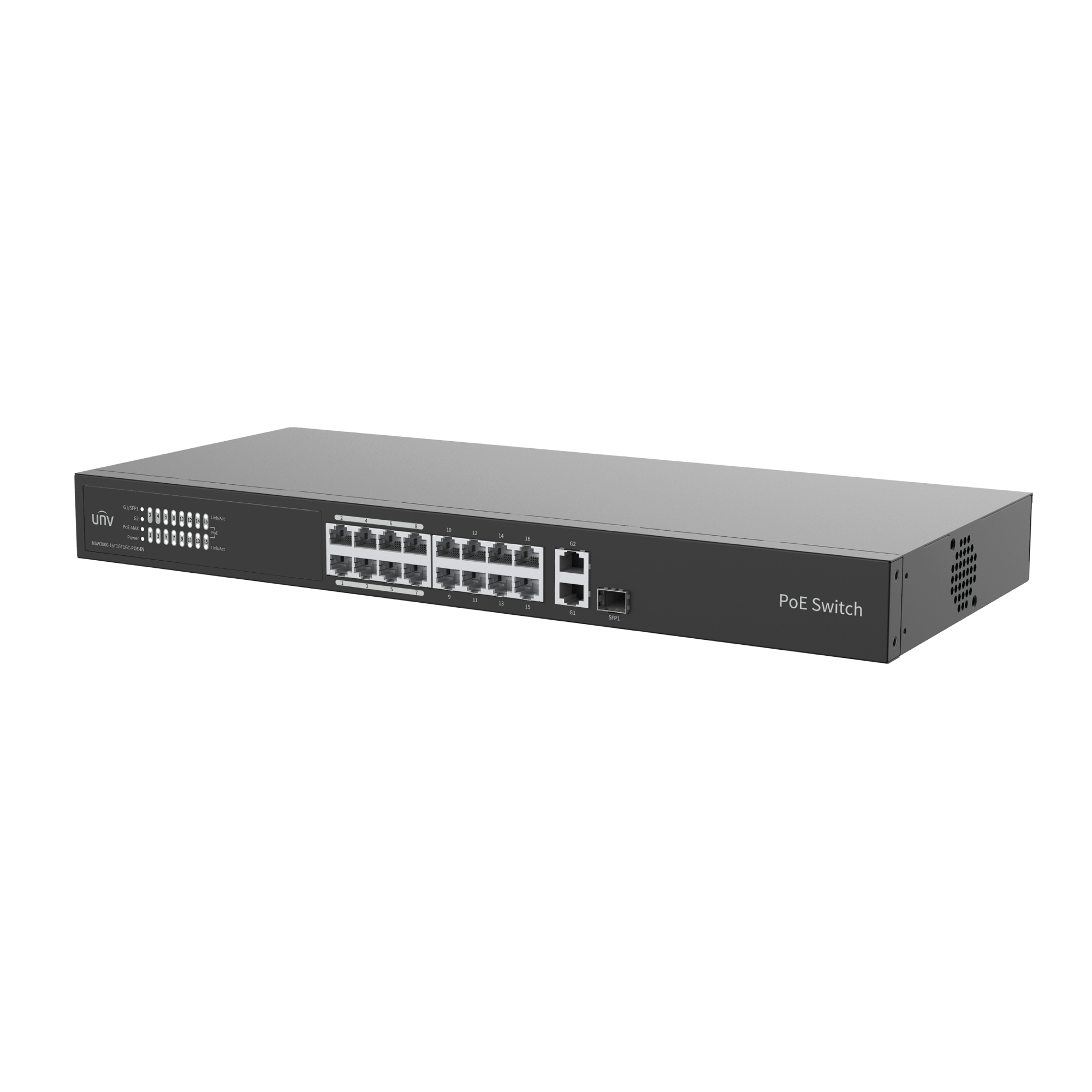 16 Port - 1U Rack Mount POE Switch NSW2020-16T1GT1GC-POE-IN